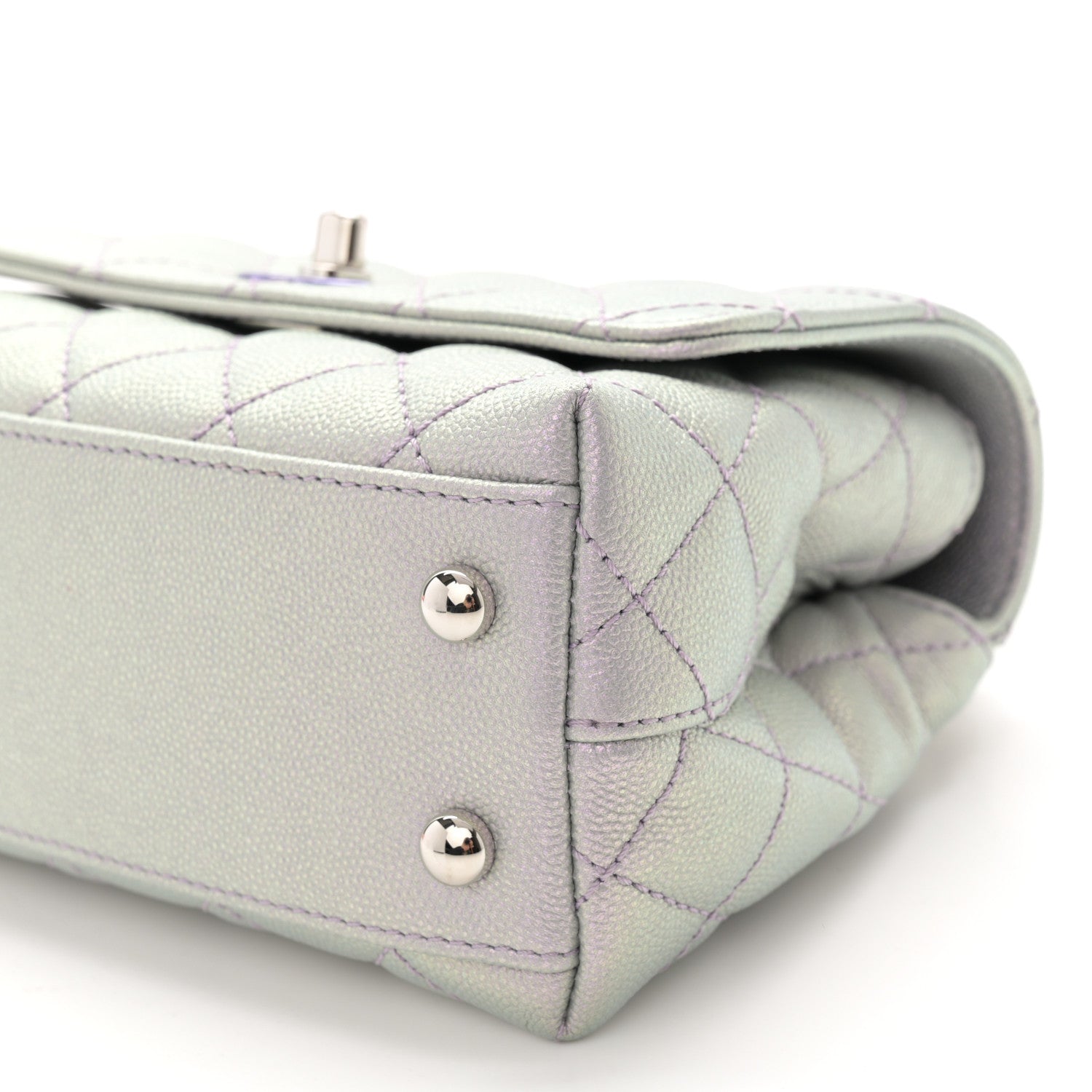 Chanel Iridescent Caviar Quilted Extra Mini Coco Handle Flap Purple 10 of 11