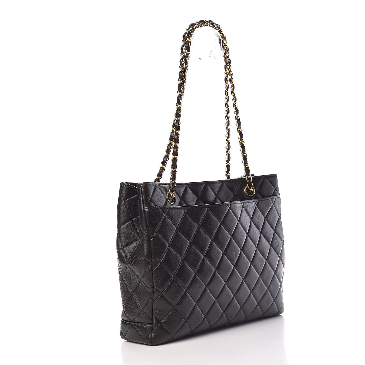Lambskin Quilted Shopping Tote Black