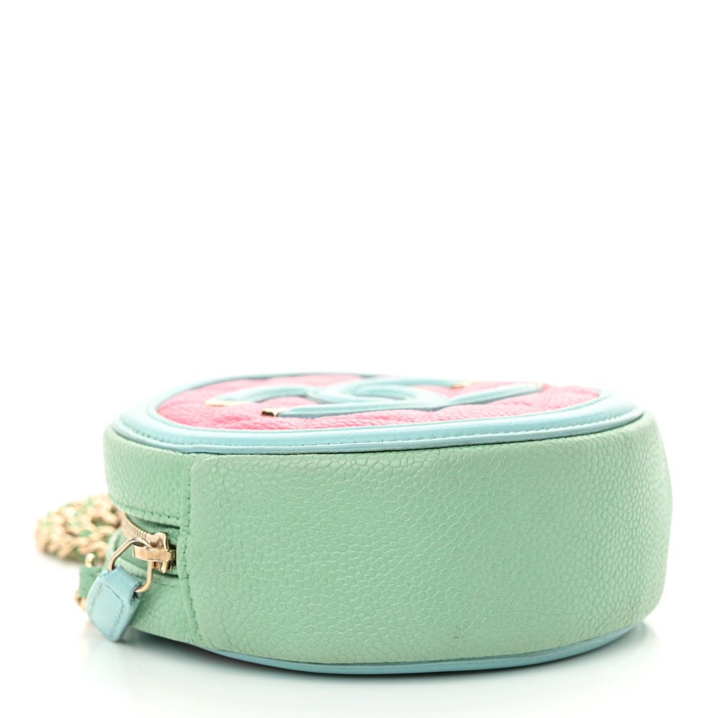 Caviar Quilted Round Filigree Crossbody Pink Blue Green