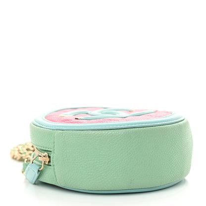 Chanel Caviar Quilted Round Filigree Crossbody Pink Blue Green 4 of 10