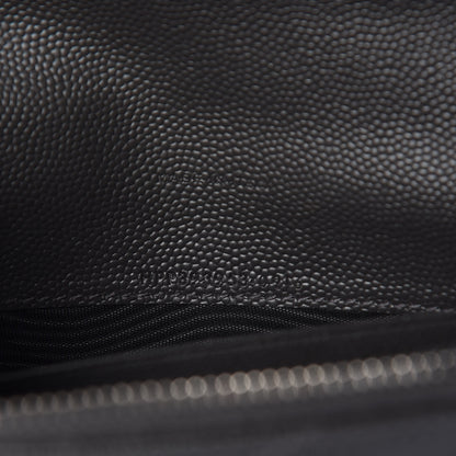 Saint Laurent Grain De Poudre Matelasse Chevron Monogram Envelope Chain Wallet Coal 7 of 11