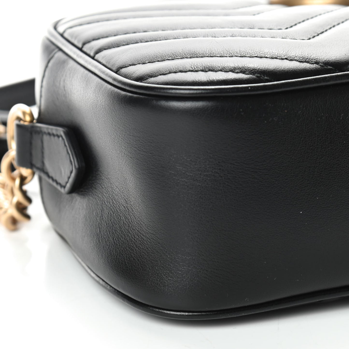 Calfskin Matelasse Small GG Marmont Chain Shoulder Bag Black