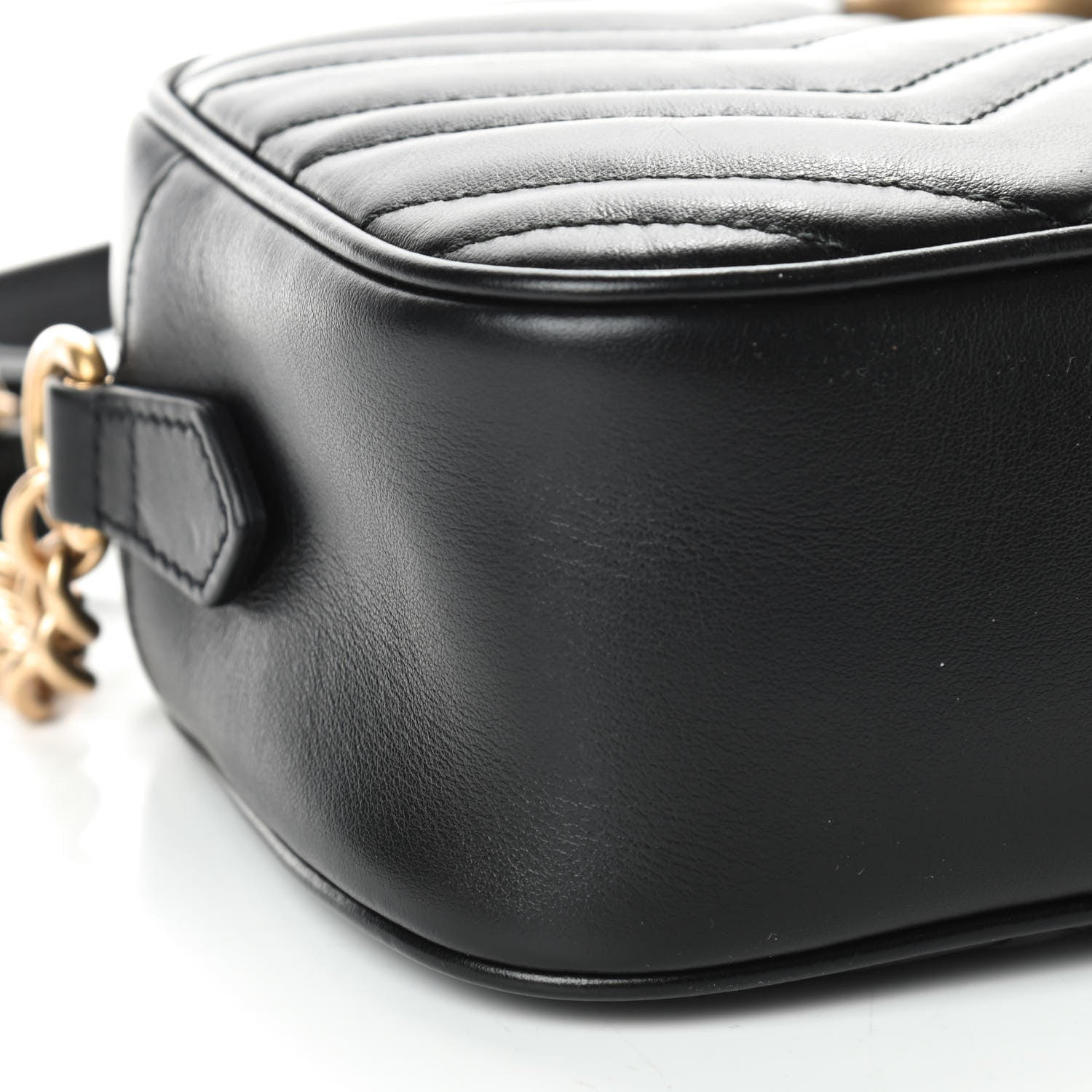 Gucci Calfskin Matelasse Small GG Marmont Chain Shoulder Bag Black 6 of 9