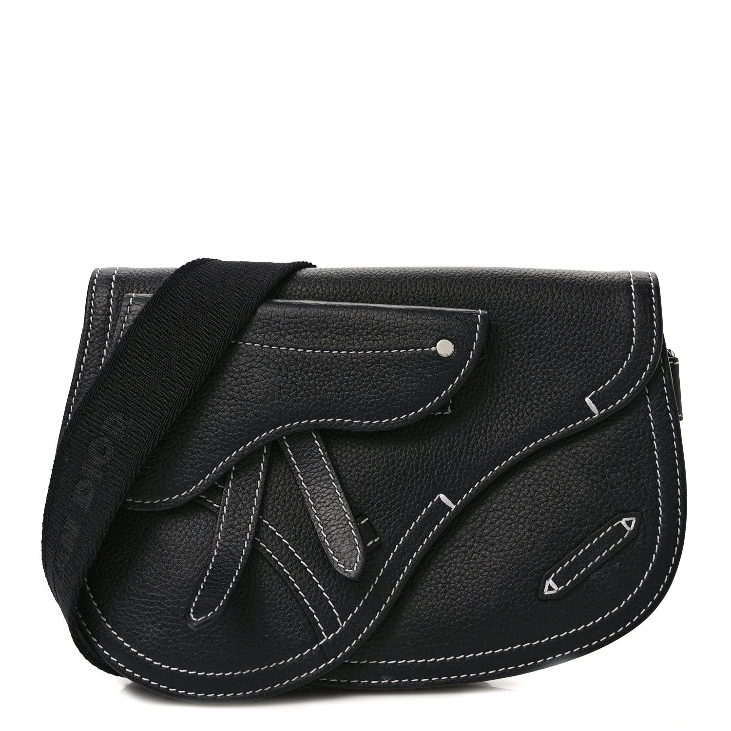 Christian Dior X KAWS Grained Calfskin Saddle Pouch Black 1 of 7