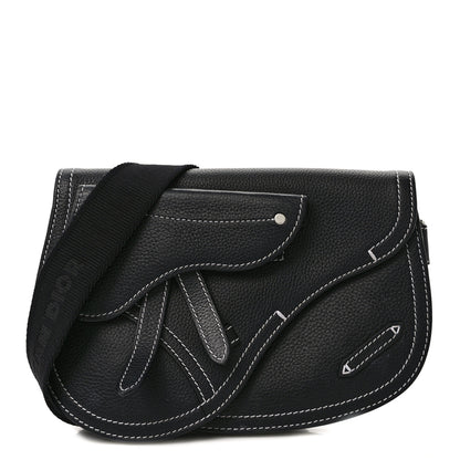 Christian Dior X KAWS Grained Calfskin Saddle Pouch Black 1 of 7