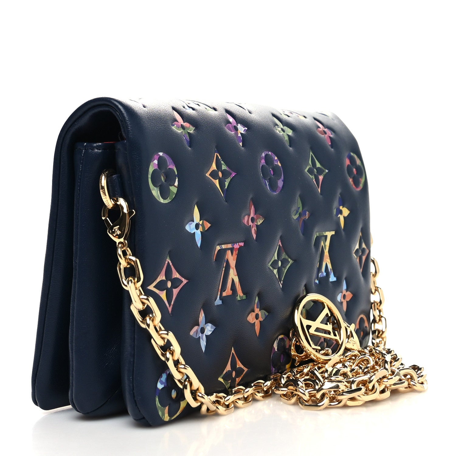 Louis Vuitton Lambskin Embossed Monogram LV Garden Pochette Coussin Navy 3 of 10