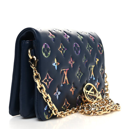 Louis Vuitton Lambskin Embossed Monogram LV Garden Pochette Coussin Navy 3 of 10