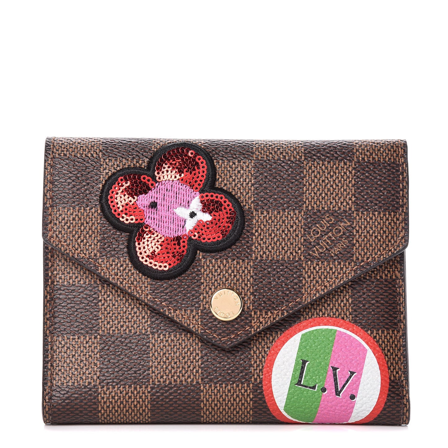 Damier Ebene Stories Victorine Wallet Red