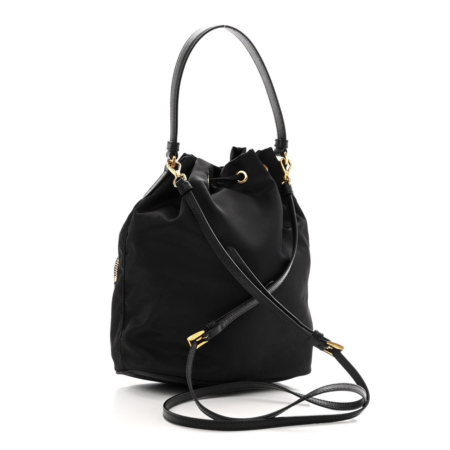 Re-Nylon Duet Drawstring Shoulder Bag Black