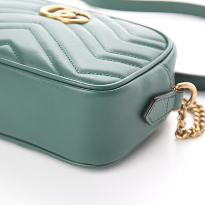 Gucci Calfskin Matelasse Mini GG Marmont Chain Shoulder Bag Emerald Green 6 of 8