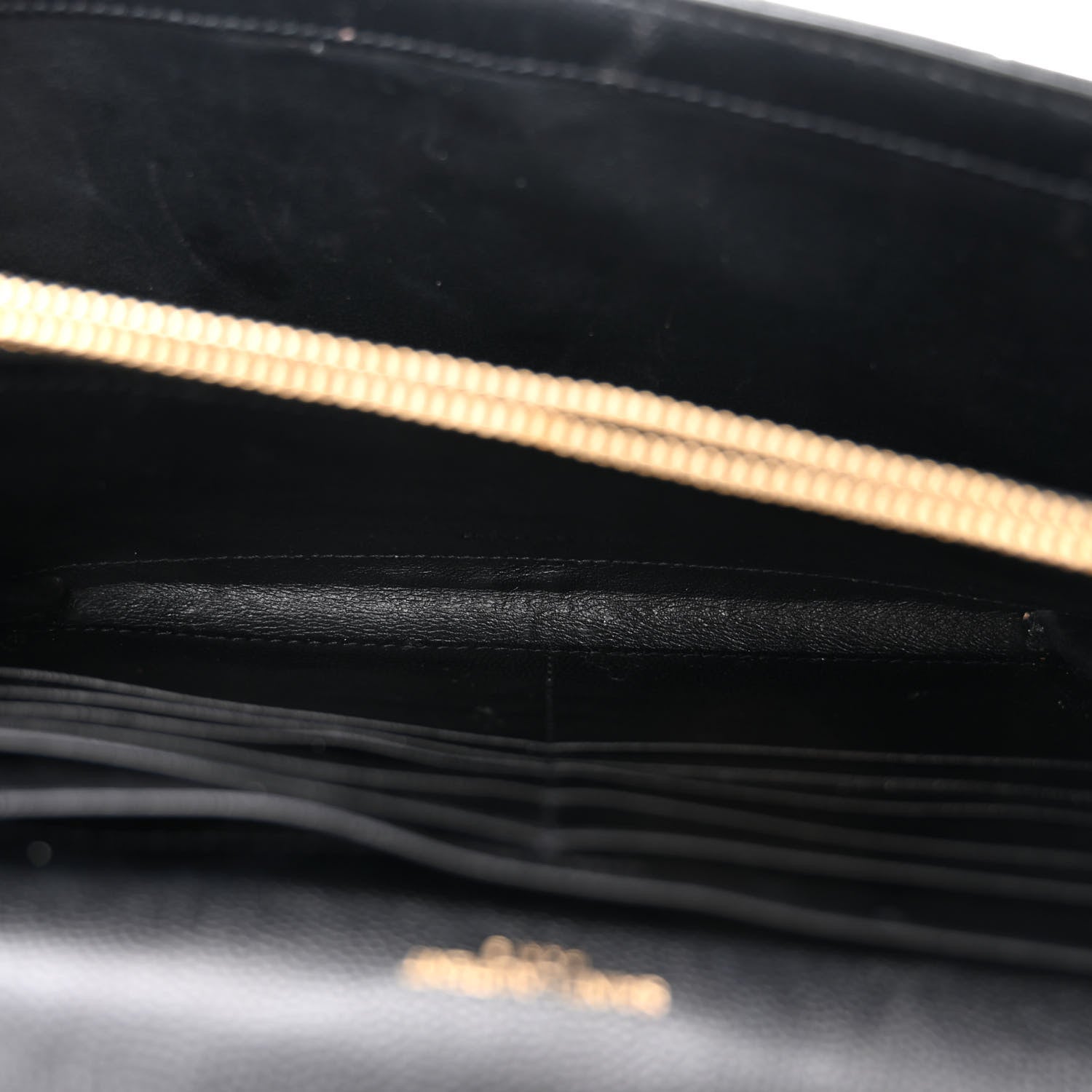 Saint Laurent Grain De Poudre Mixed Matelasse Triquilt Monogram Chain Wallet Black 6 of 10