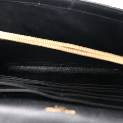 Saint Laurent Grain De Poudre Mixed Matelasse Triquilt Monogram Chain Wallet Black 6 of 10