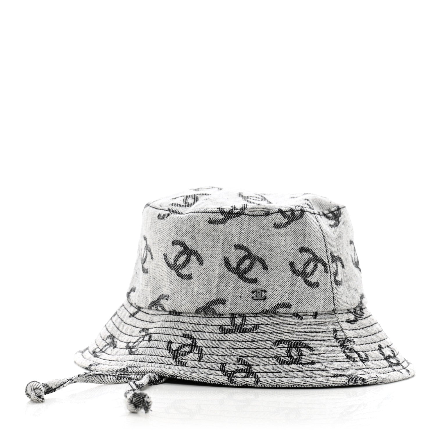 Chanel Denim CC Bucket Hat M White Black 1 of 9