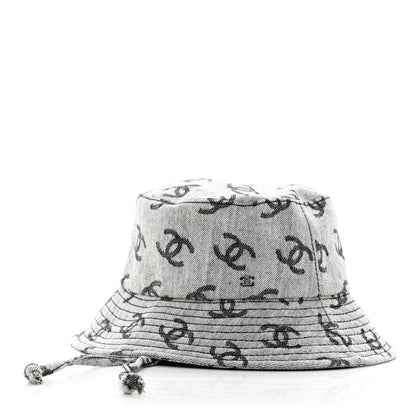 Chanel Denim CC Bucket Hat M White Black 1 of 9