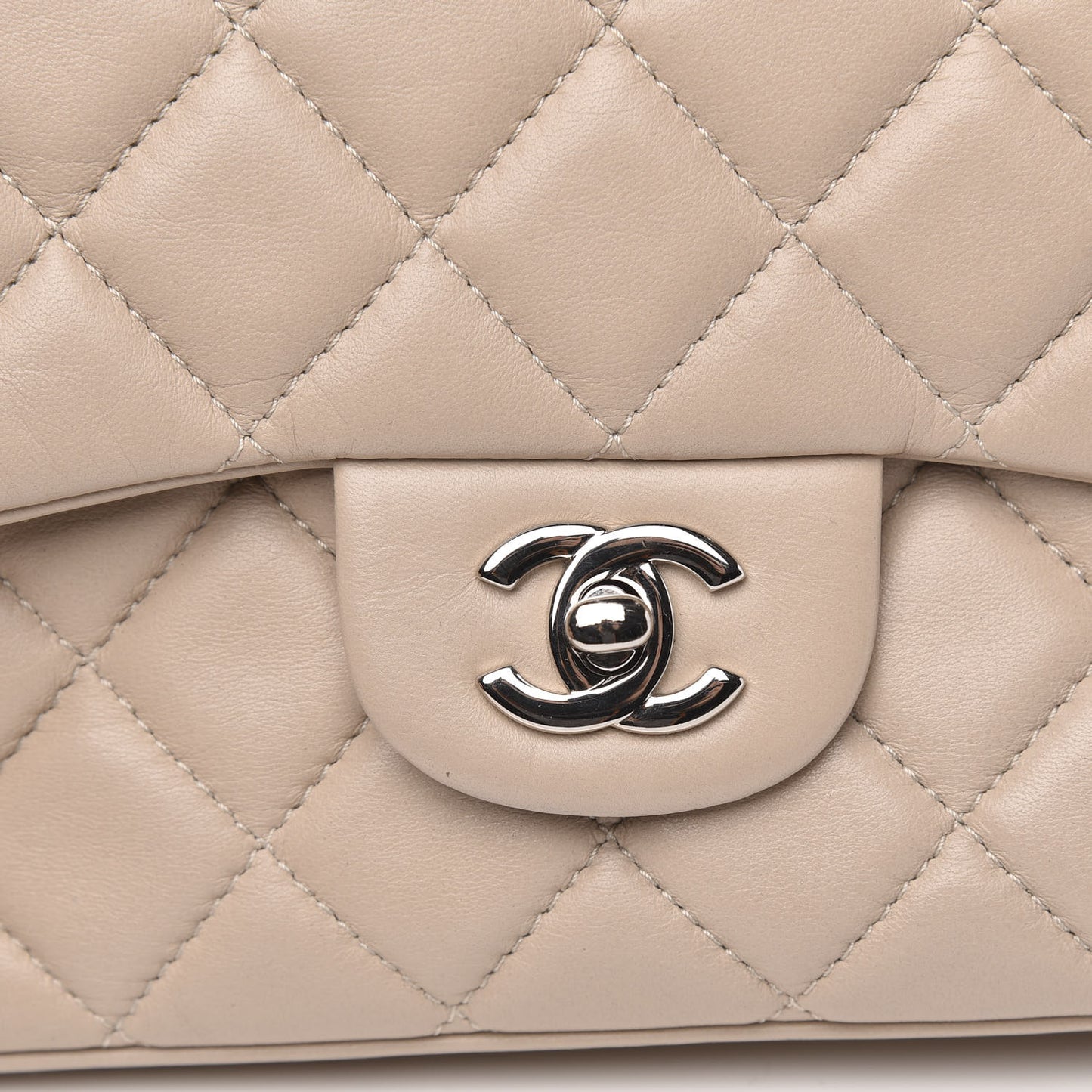 Calfskin Quilted Tender Touch Flap Bag Beige