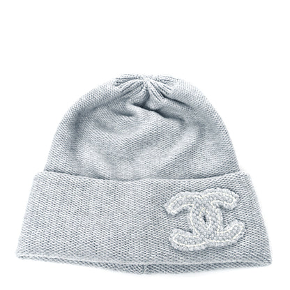 Chanel Cashmere CC Beanie Hat Grey 1 of 5