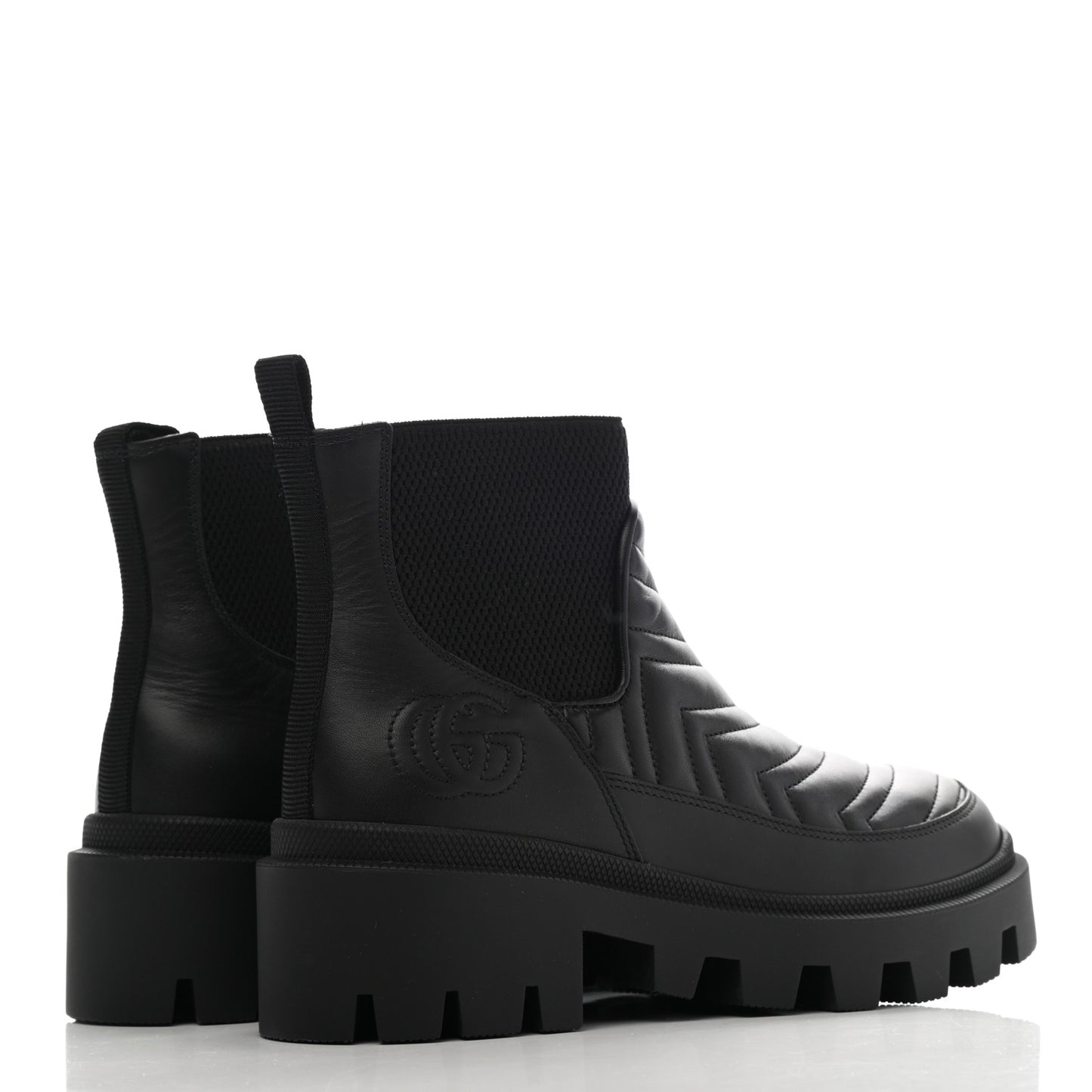 Calfskin Nappa Matelasse Frances Chelsea Boots 36 Black