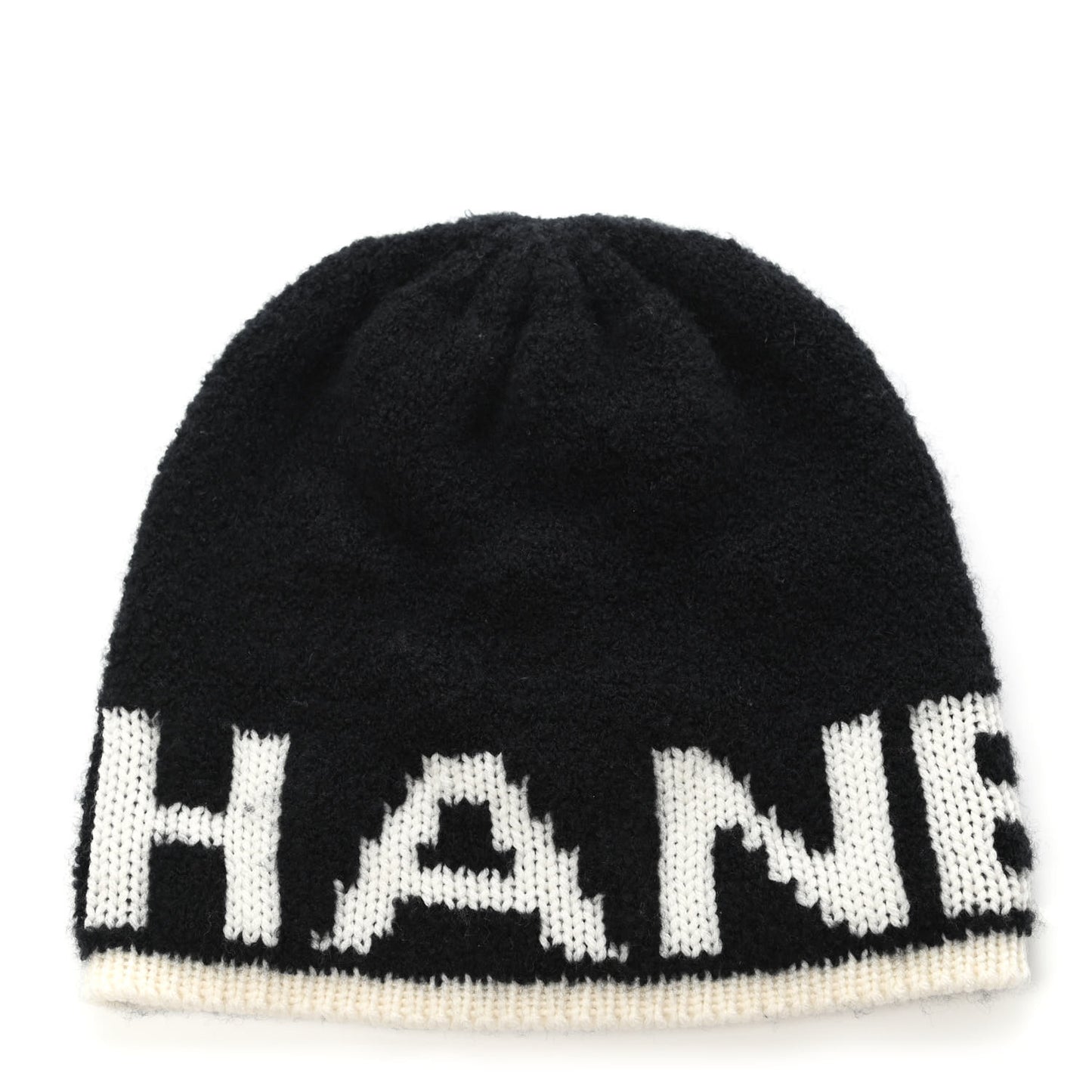 Cashmere Logo Beanie Hat Black White