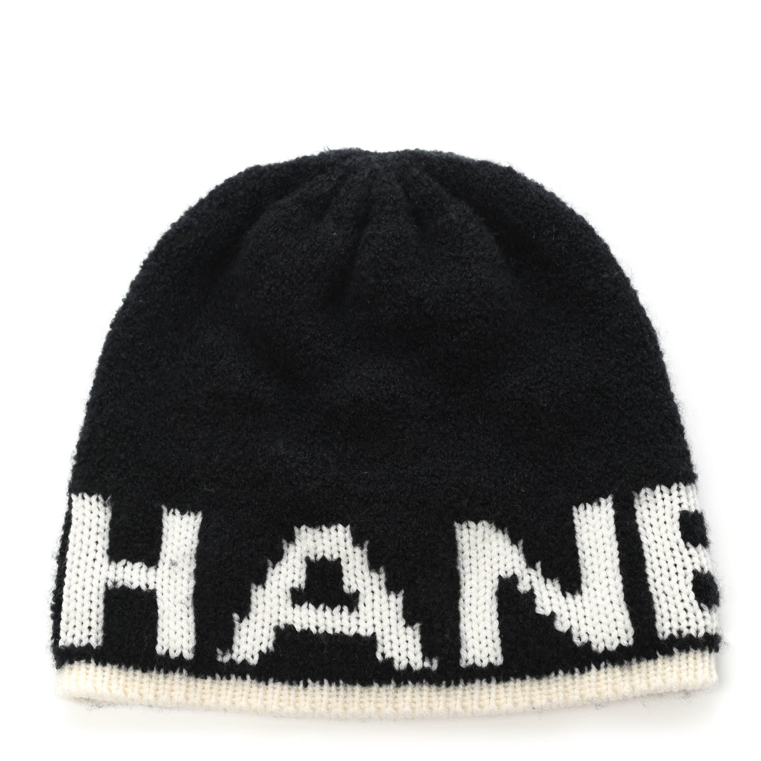 Chanel Cashmere Logo Beanie Hat Black White 1 of 3