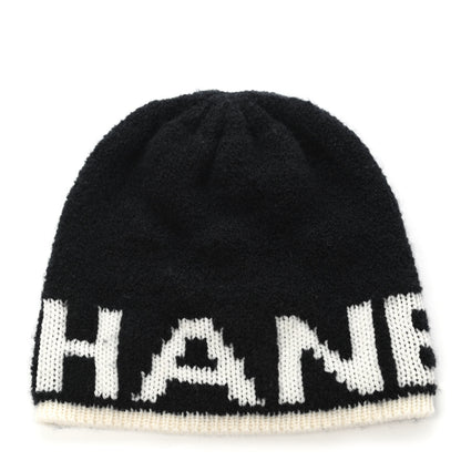 Chanel Cashmere Logo Beanie Hat Black White 1 of 3