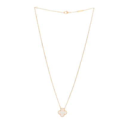 Van Cleef & Arpels 18K Yellow Gold Mother of Pearl Vintage Alhambra Pendant Necklace 3 of 6