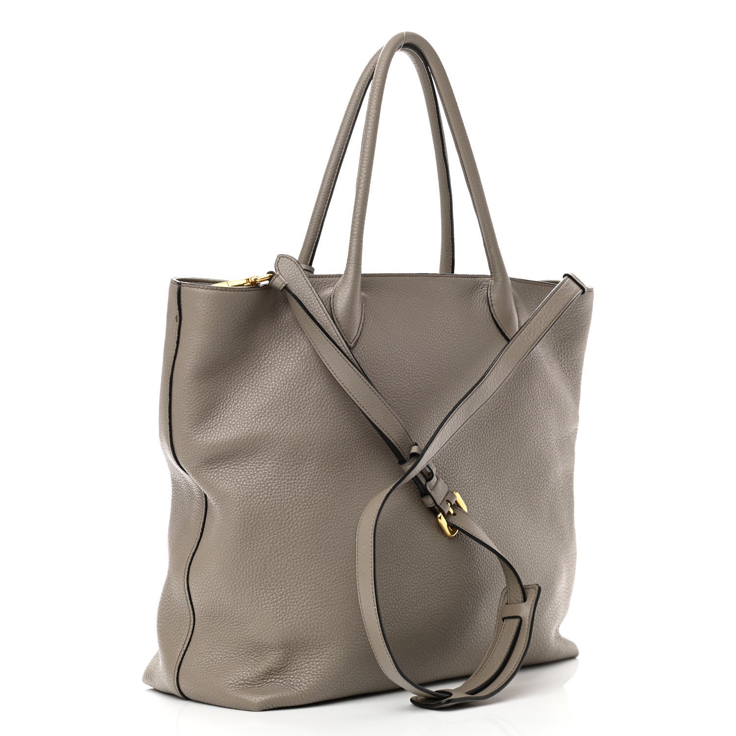 Prada Vitello Daino Zippered Tote Argilla 3 of 12
