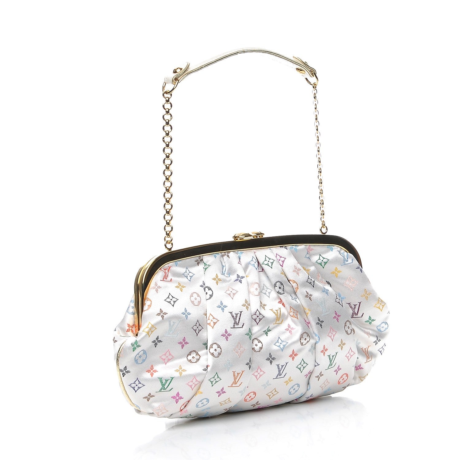 Louis Vuitton Satin Monogram Multicolor Aumoniere Clutch White 4 of 11