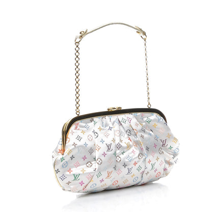 Louis Vuitton Satin Monogram Multicolor Aumoniere Clutch White 4 of 11