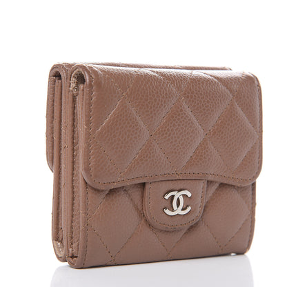 Chanel Caviar Quilted Compact Flap Wallet Dark Beige 3 of 14