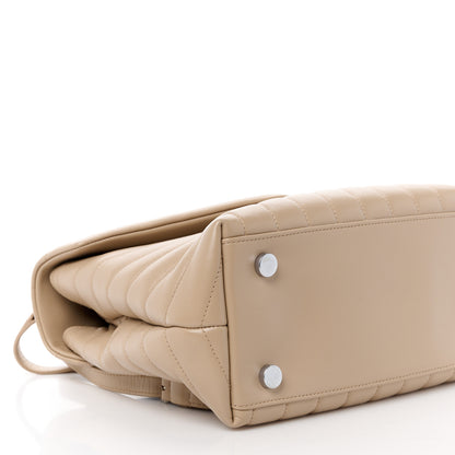 Saint Laurent Calfskin Y Quilted Monogram Medium Loulou Satchel Dark Beige 10 of 11