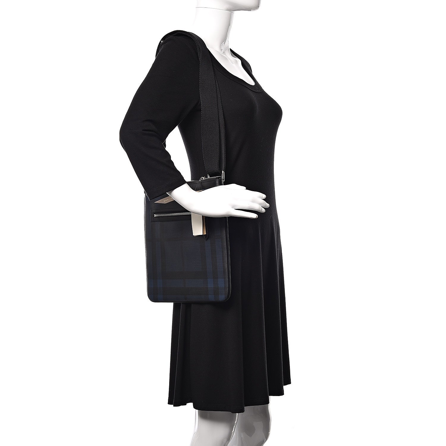 Burberry London Check Beckley Crossbody Messenger Bag Blue Black 2 of 9