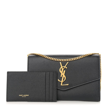 Saint Laurent Grain De Poudre Uptown Chain Wallet Black 1 of 14
