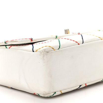 Chanel Goatskin Multicolor Stitch Single Flap White 9 of 11