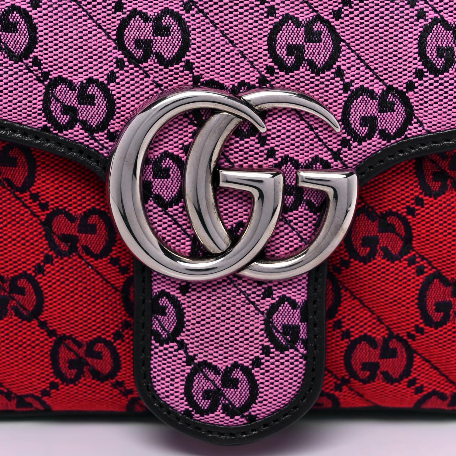 Gucci Monogram Multicolor Matelasse Diagonal Small GG Marmont Shoulder Bag Pink Blue Red Yellow Green 9 of 12