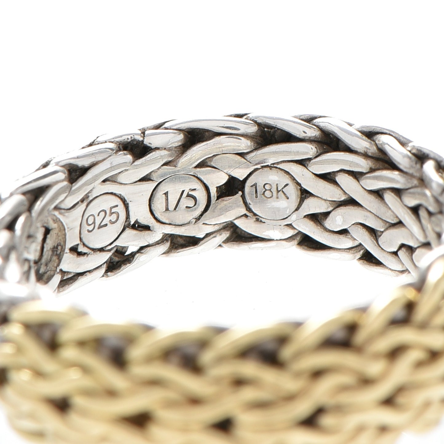 Sterling Silver 18K Yellow Gold Classic Chain Ring 57 8