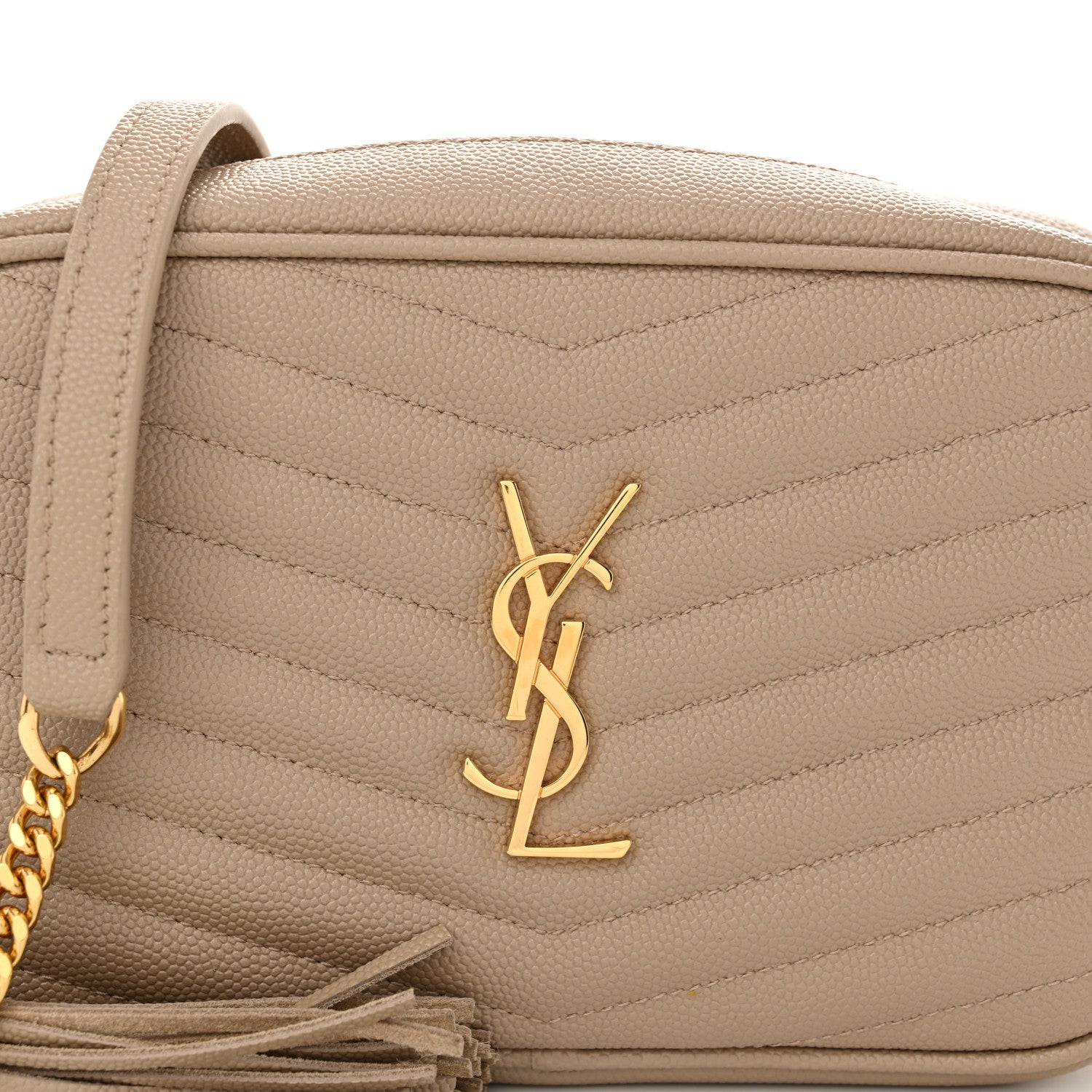 Saint Laurent Grain De Poudre Matelasse Monogram Mini Lou Camera Bag Dark Beige 8 of 12