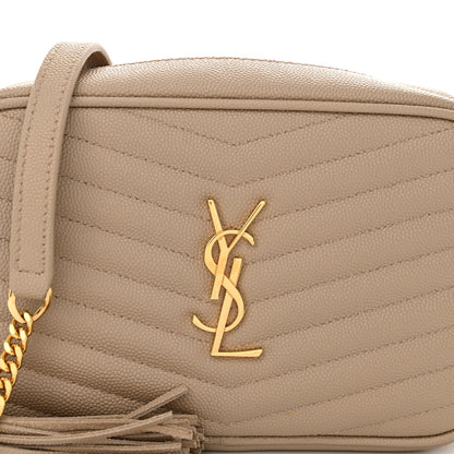 Saint Laurent Grain De Poudre Matelasse Monogram Mini Lou Camera Bag Dark Beige 8 of 12