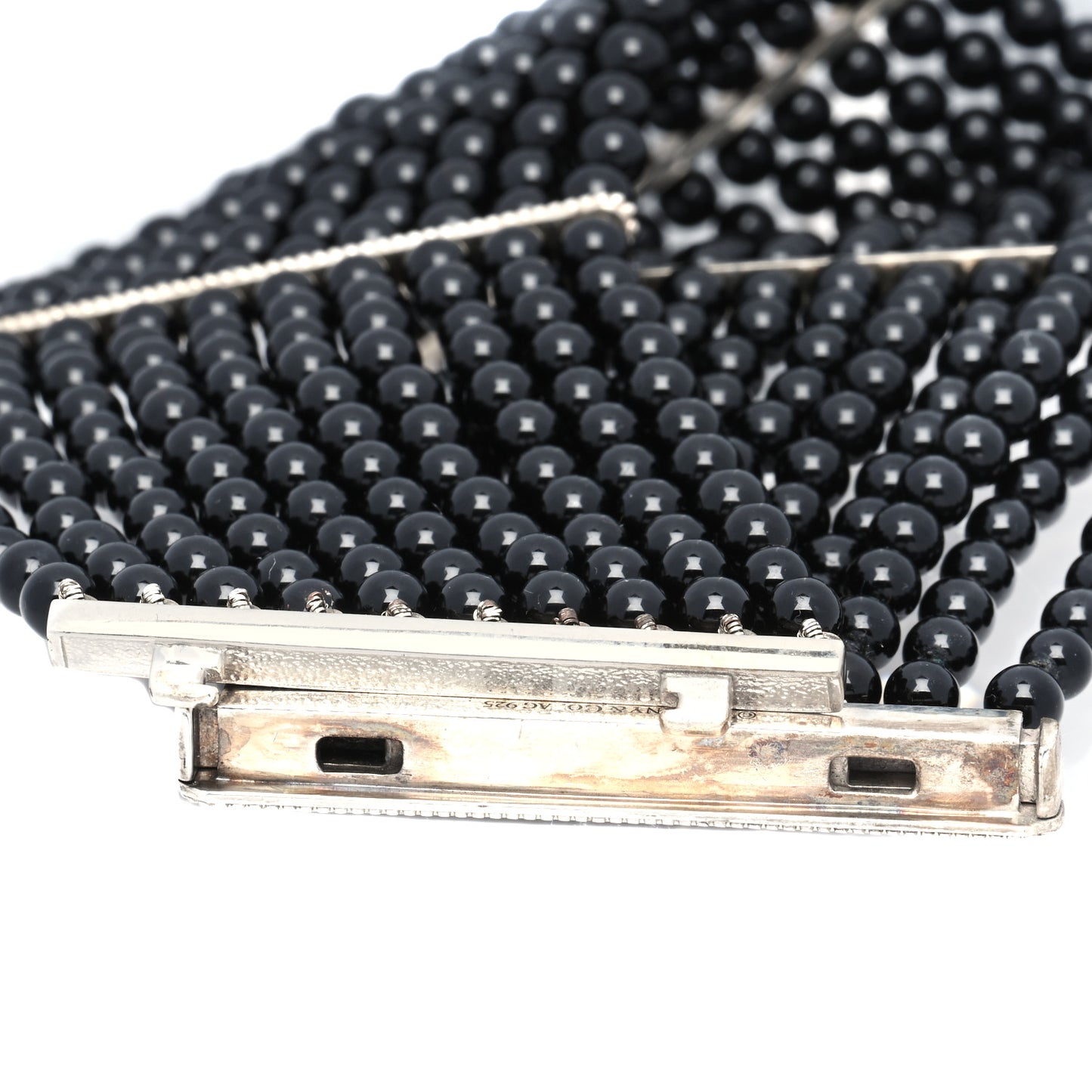 Sterling Silver Black Onyx 10 Row Ziegfeld Bracelet