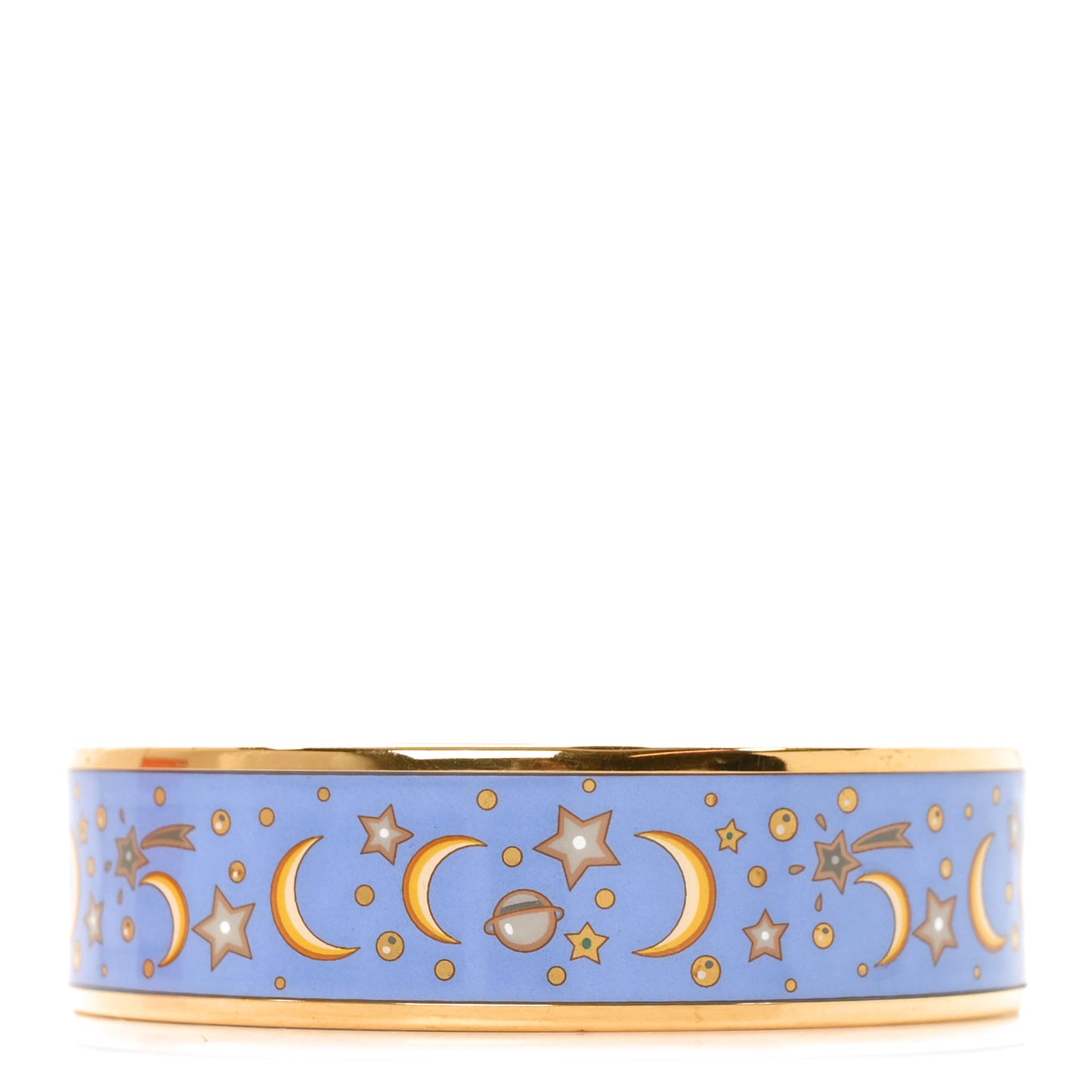 Enamel Printed Wide Moon Stars Bracelet 70 Bleu