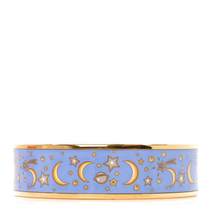 Hermes Enamel Printed Wide Moon Stars Bracelet 70 Bleu 1 of 6