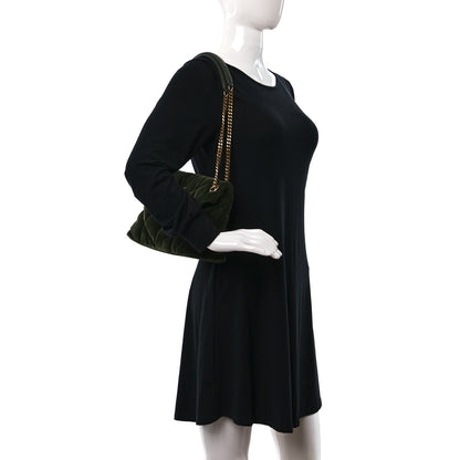 Saint Laurent Velvet Quilted Small Loulou Puffer Monogram Chain Satchel Kaki Musk 3 of 8