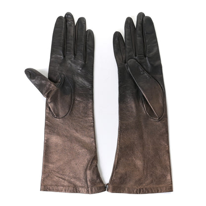 Chanel Metallic Lambskin Long Gloves 8 Black Brown 2 of 9