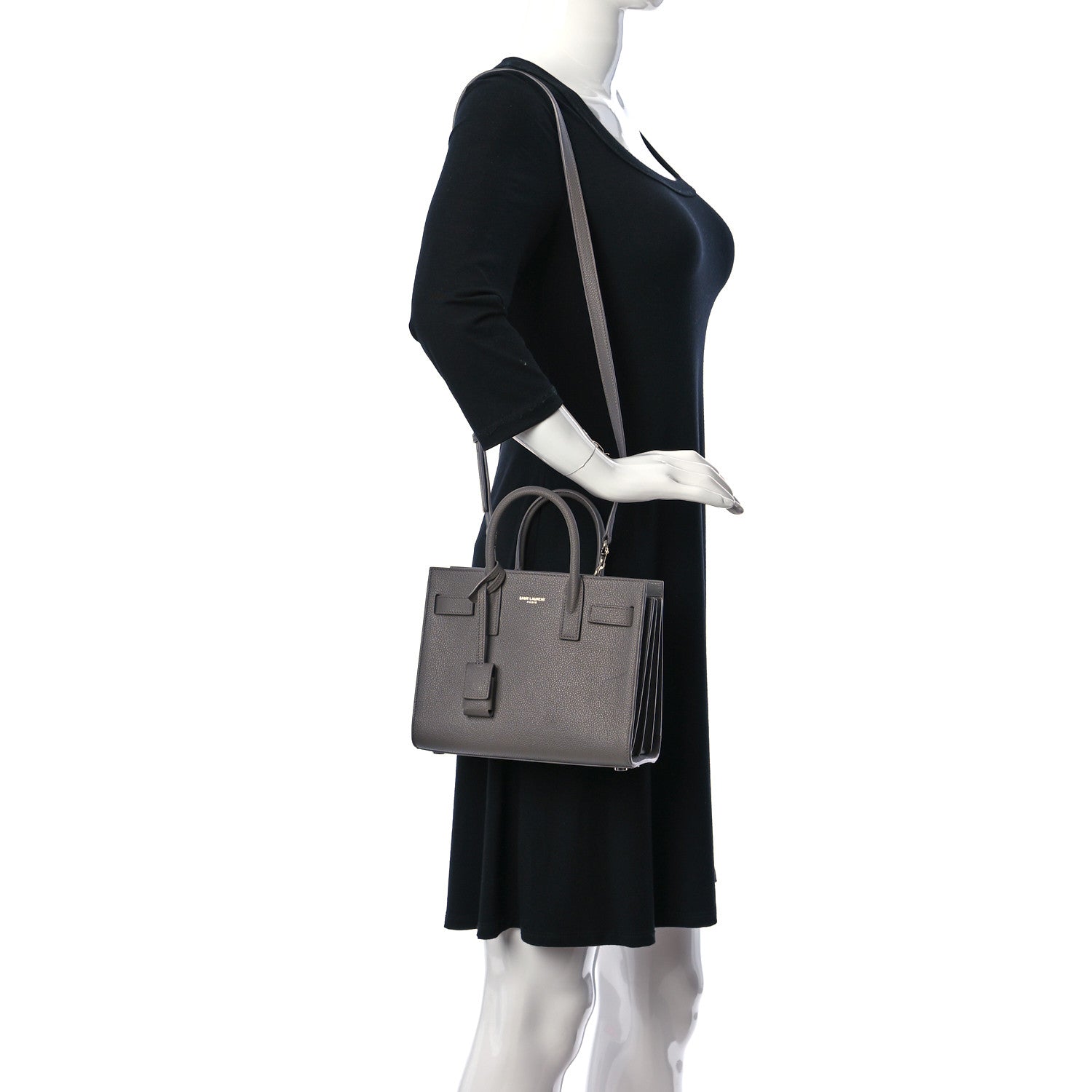 Saint Laurent Grained Calfskin Nano Sac De Jour Fog 2 of 11
