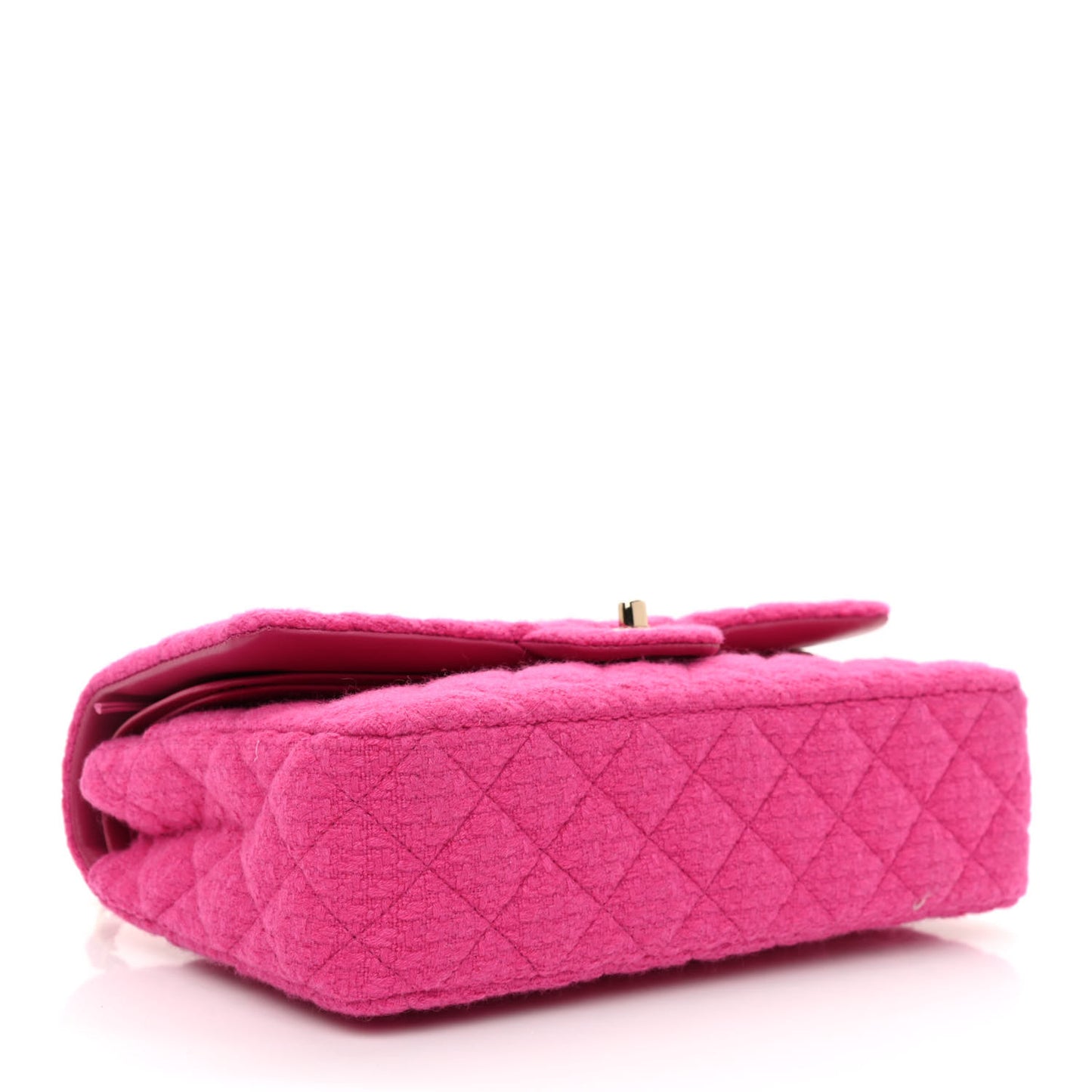 Tweed Quilted Medium Double Flap Fuchsia