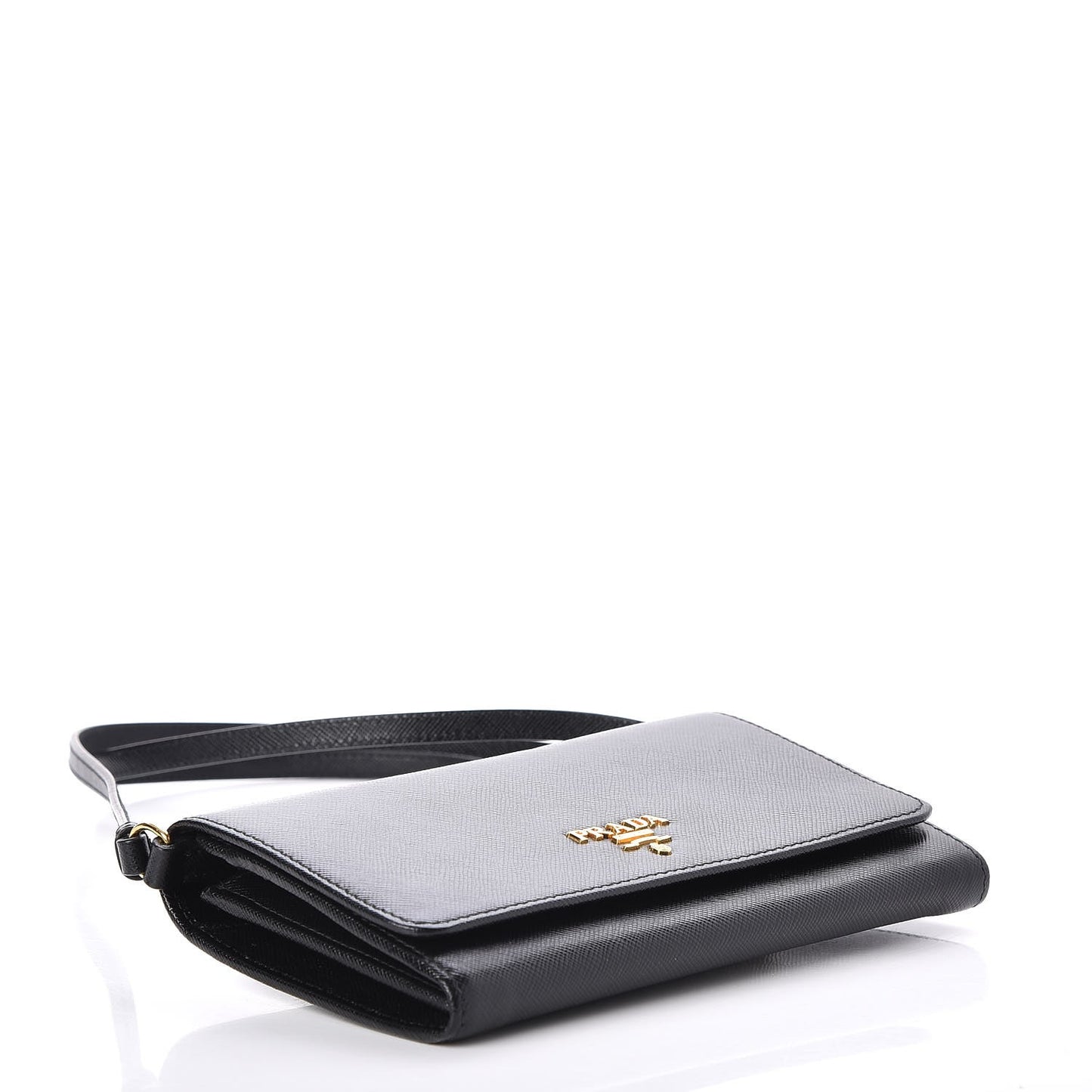 Saffiano Metal Mini Crossbody Wallet Nero Black