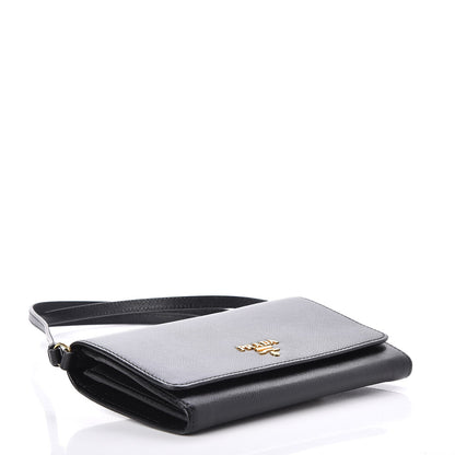 Prada Saffiano Metal Mini Crossbody Wallet Nero Black 4 of 7
