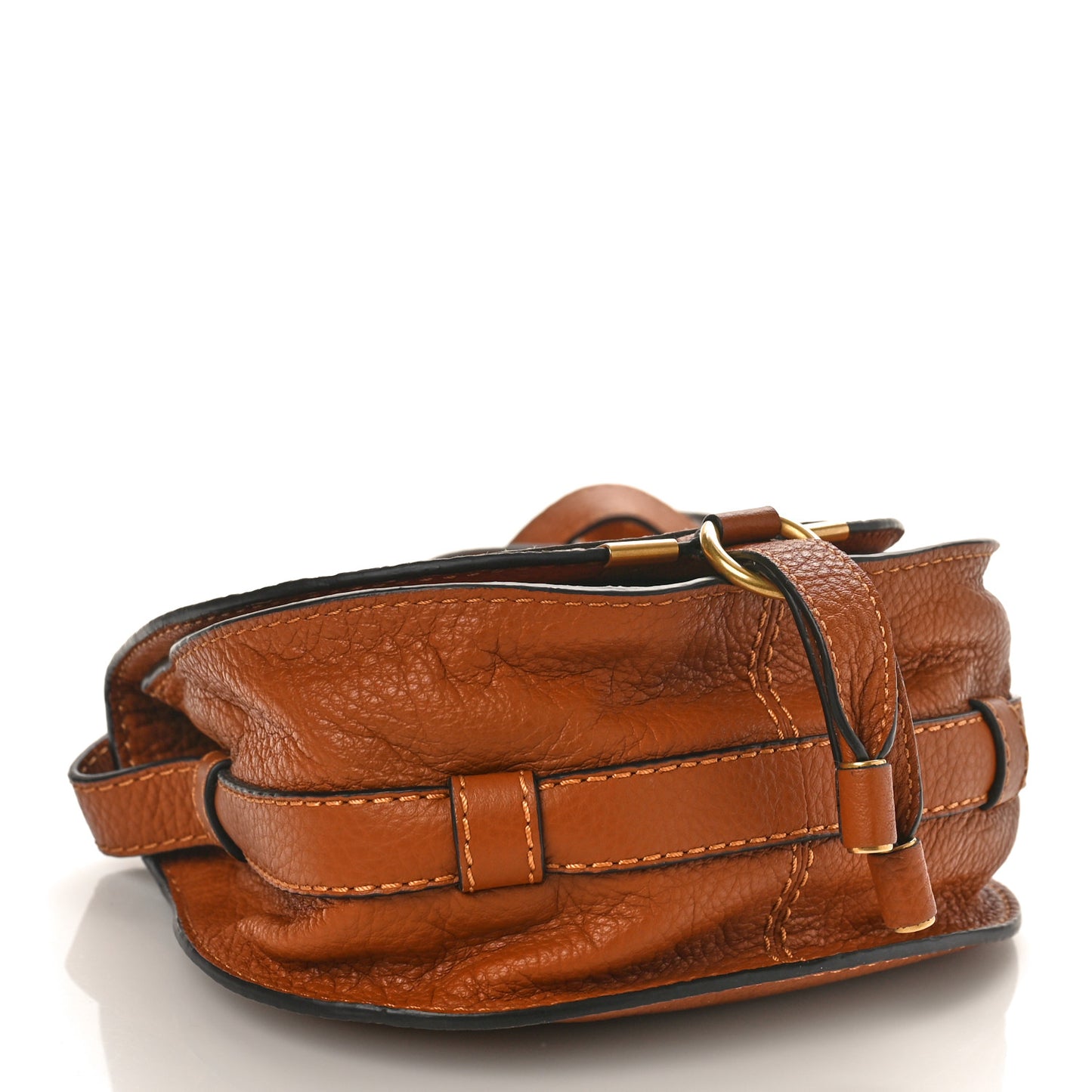 Grained Calfskin Small Marcie Saddle Bag Tan