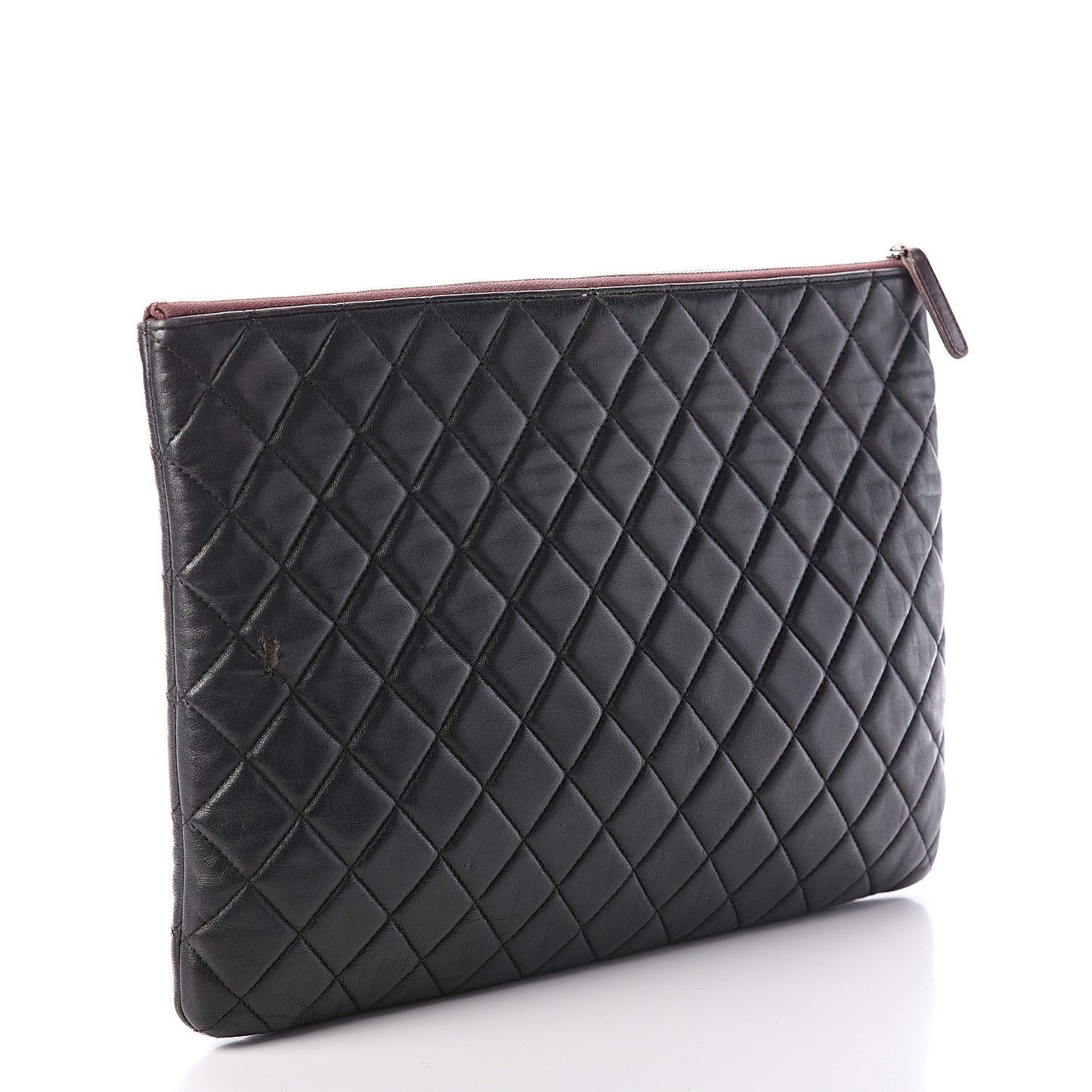 Lambskin Quilted Large Pouch Black
