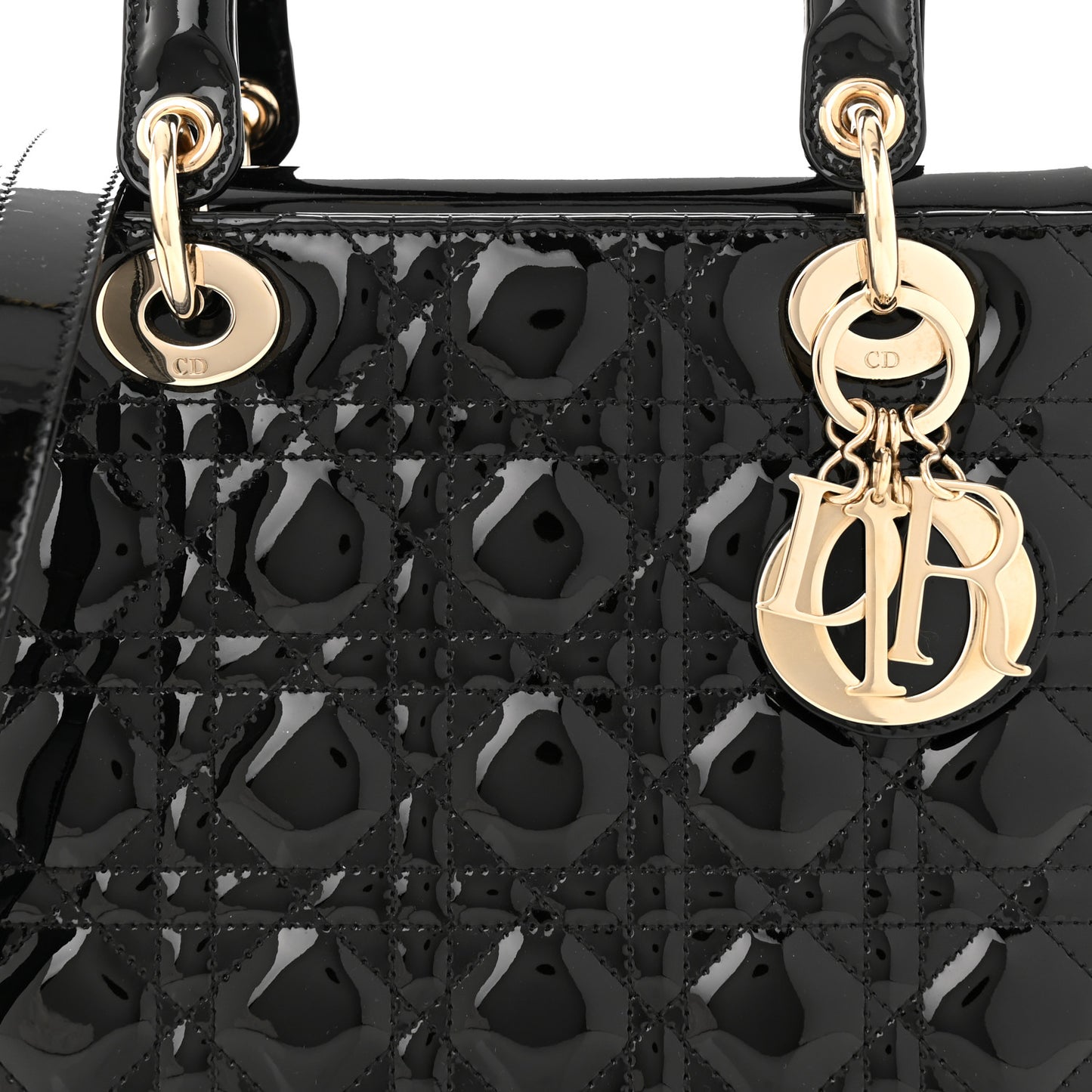 Patent Cannage Medium Lady Dior Black