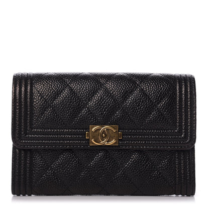 Chanel Caviar Quilted Small Boy Flap Wallet Black 1 of 8